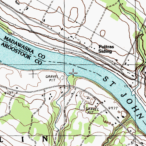 Topographic Map of Martin Brook, ME