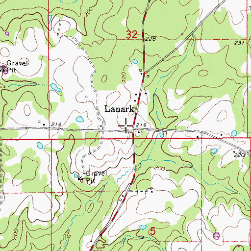Topographic Map of Lanark, AR
