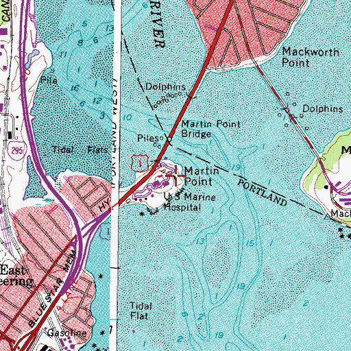 Topographic Map of Martin Point, ME
