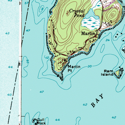 Topographic Map of Martin Point, ME