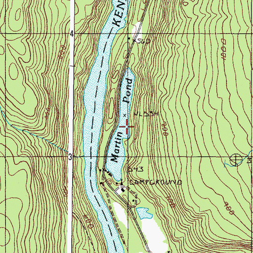 Topographic Map of Martin Pond, ME