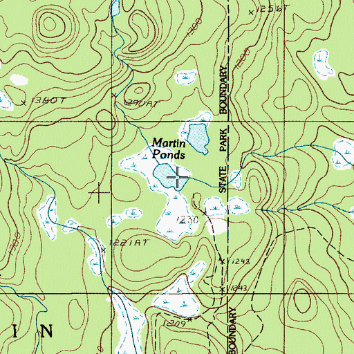 Topographic Map of Martin Ponds, ME