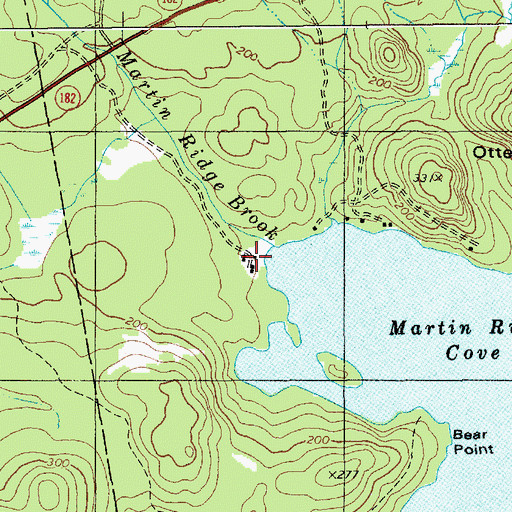 Topographic Map of Martin Ridge Brook, ME