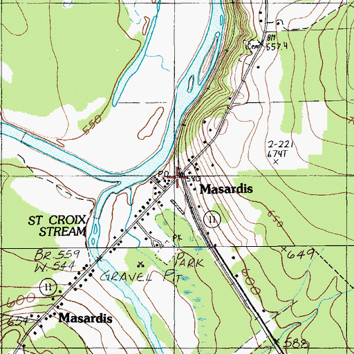 Topographic Map of Masardis, ME