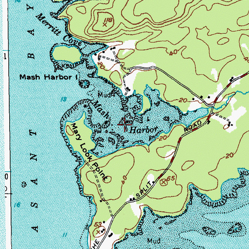 Topographic Map of Mash Harbor, ME