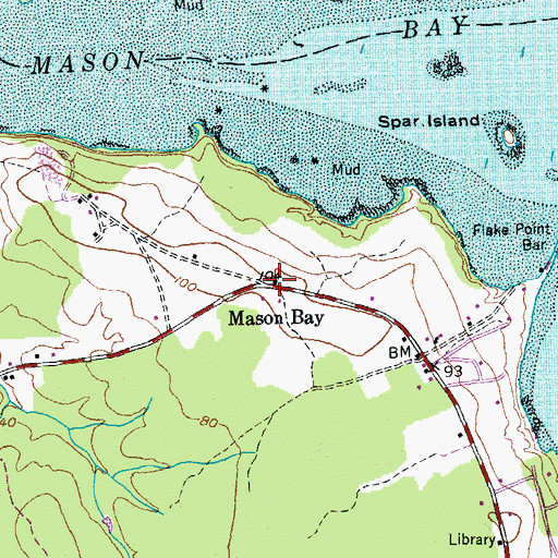 Topographic Map of Mason Bay, ME