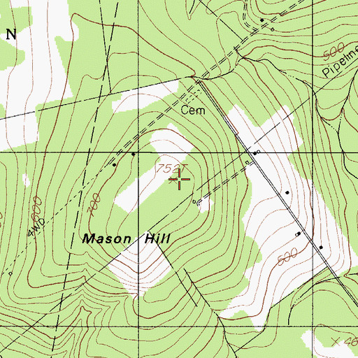 Topographic Map of Mason Hill, ME