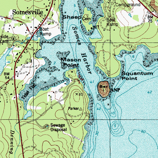 Topographic Map of Mason Point, ME