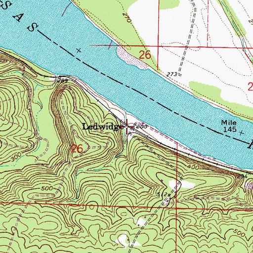 Topographic Map of Ledwidge, AR