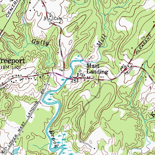Topographic Map of Mast Landing, ME