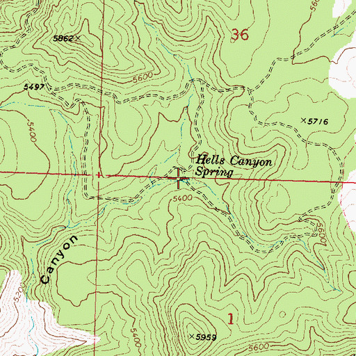 Topographic Map of Hells Canyon Spring, AZ
