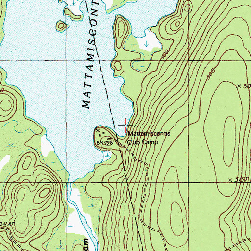 Topographic Map of Mattamiscontis Club Camp, ME