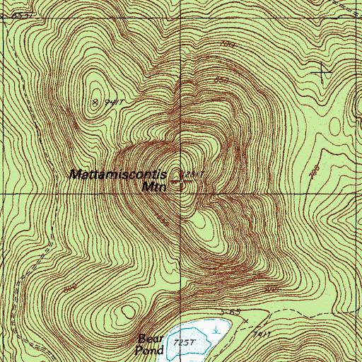 Topographic Map of Mattamiscontis Mountain, ME