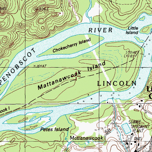 Topographic Map of Mattanawcook Island, ME