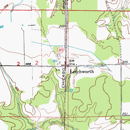 Topographic Map of Letchworth, AR