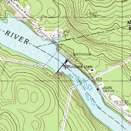 Topographic Map of Mattaseunk Dam, ME