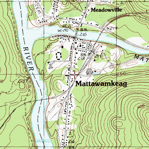 Topographic Map of Mattawamkeag, ME