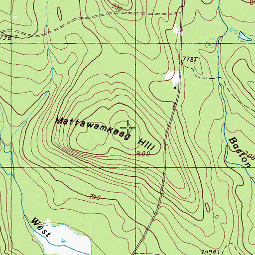 Topographic Map of Mattawamkeag Hill, ME