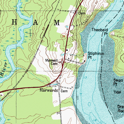 Topographic Map of Maxwell Cemetery, ME