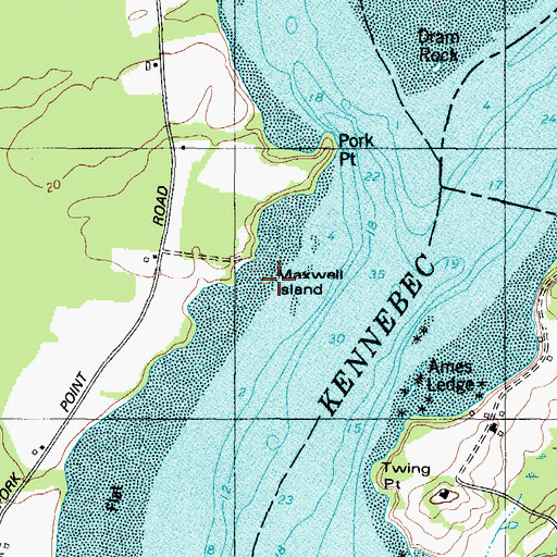 Topographic Map of Maxwell Island, ME