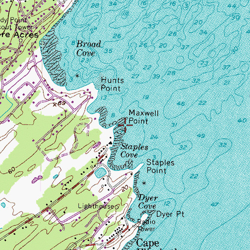Topographic Map of Maxwell Point, ME