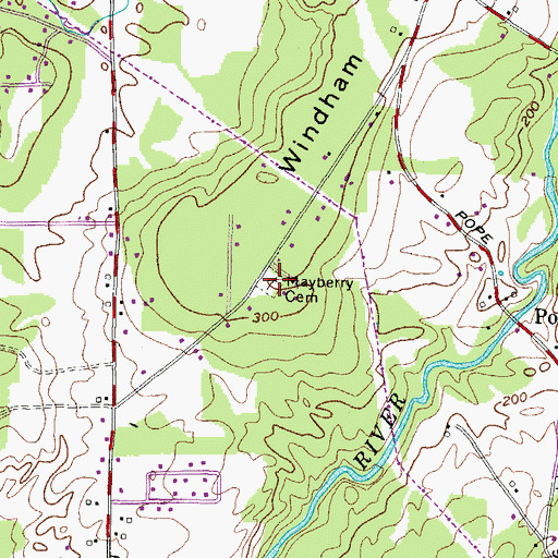 Topographic Map of Mayberry Cemetery, ME