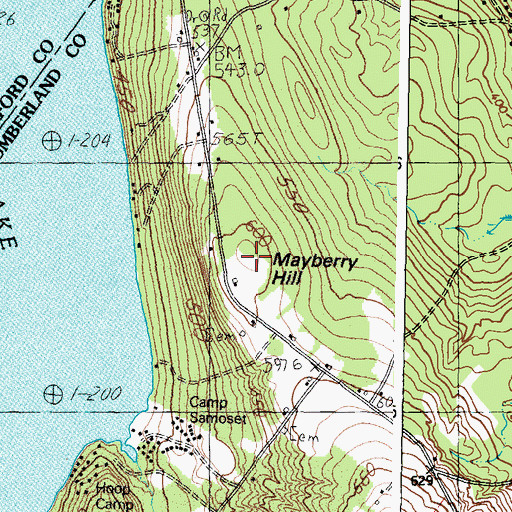 Topographic Map of Mayberry Hill, ME