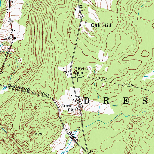 Topographic Map of Mayers Cemetery, ME