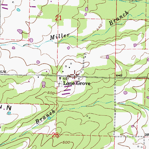 Topographic Map of Lone Grove, AR