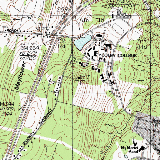 Topographic Map of Mayflower Hill, ME