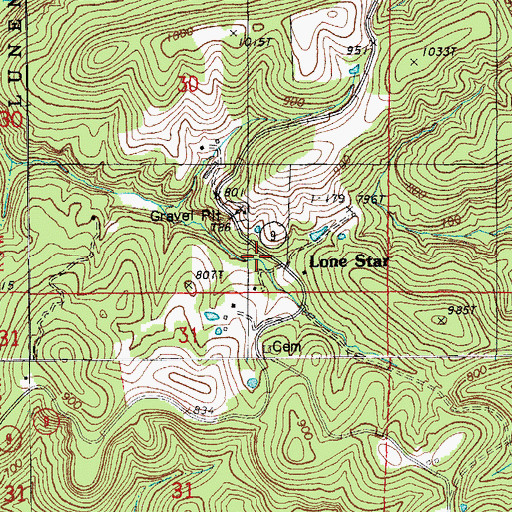 Topographic Map of Lone Star, AR