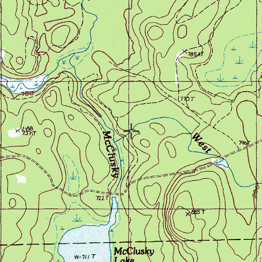 Topographic Map of McClusky Brook, ME