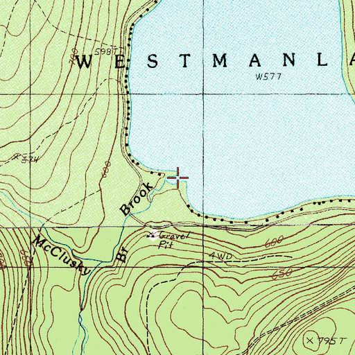 Topographic Map of McClusky Brook, ME