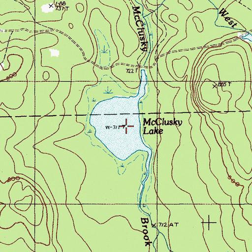 Topographic Map of McClusky Lake, ME