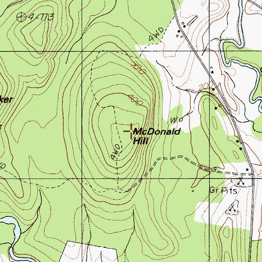 Topographic Map of McDonald Hill, ME