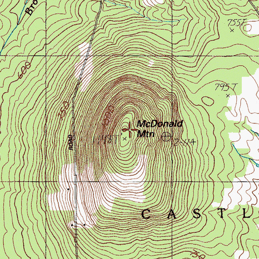 Topographic Map of McDonald Mountain, ME