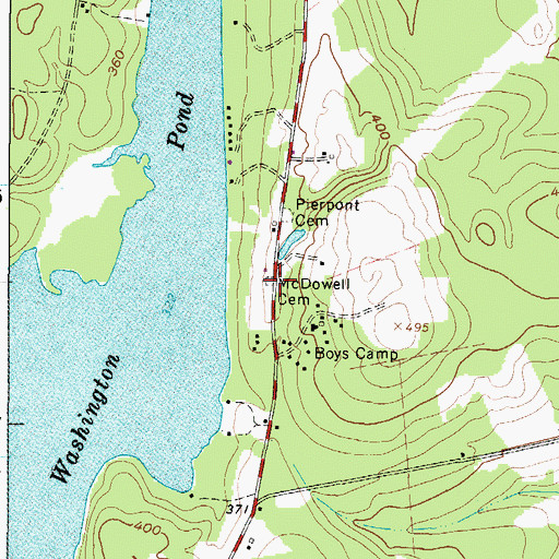 Topographic Map of McDowell Cemetery, ME