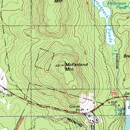 Topographic Map of McFarland Mountain, ME