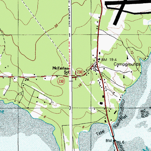 Topographic Map of Trenton School, ME