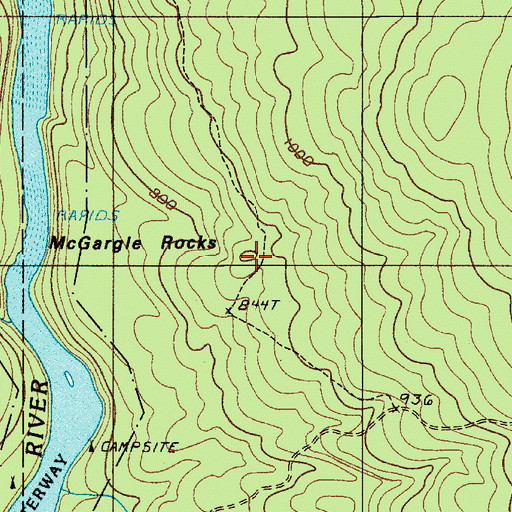 Topographic Map of McGargle Rocks, ME