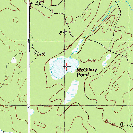 Topographic Map of McGilvry Pond, ME