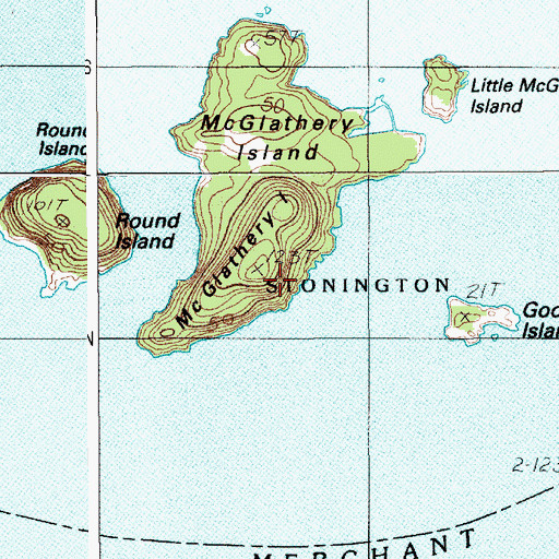 Topographic Map of McGlathery Island, ME