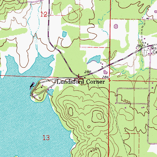 Topographic Map of Lundsford Corner, AR