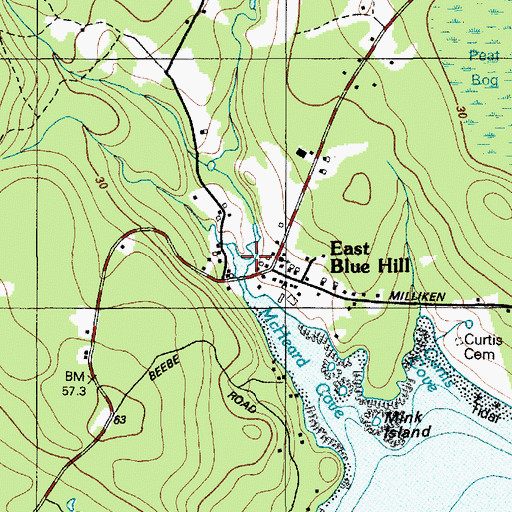 Topographic Map of McHeard Brook, ME