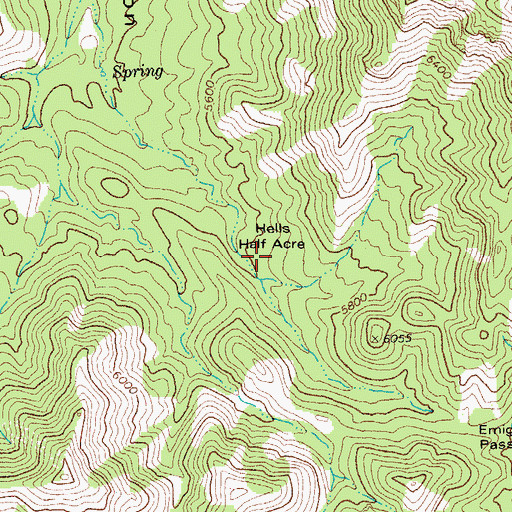 Topographic Map of Hells Half Acre, AZ