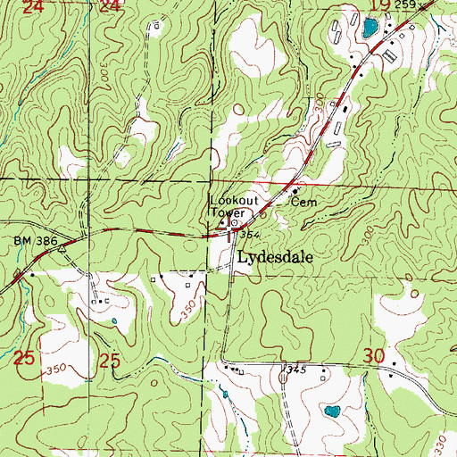 Topographic Map of Lydesdale, AR