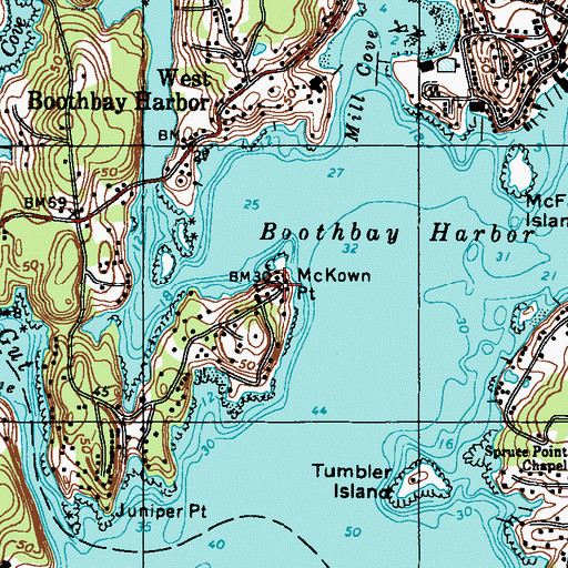 Topographic Map of McKown Point, ME