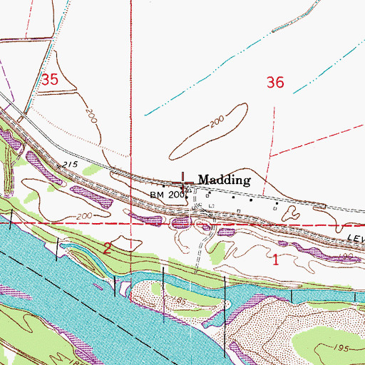 Topographic Map of Madding, AR