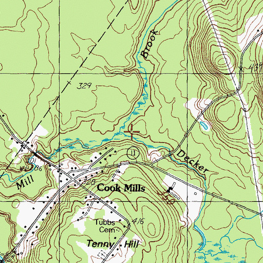 Topographic Map of Decker Brook, ME