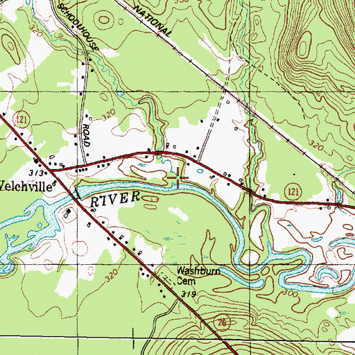 Topographic Map of Meadow Brook, ME